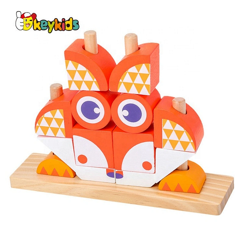 2020 New arrival educational wooden animal shape blocks for kids W13D269