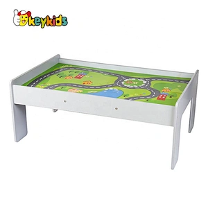 New design white wooden train activity tables for kids W04C178B