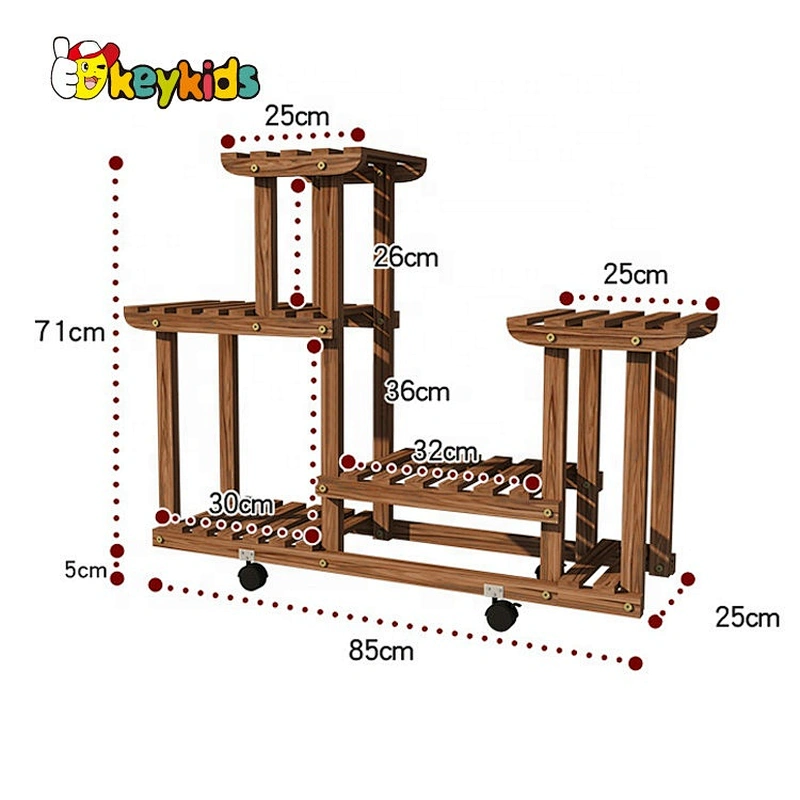 Best design modern style 4-tier wooden plant stand with wheels W08H117