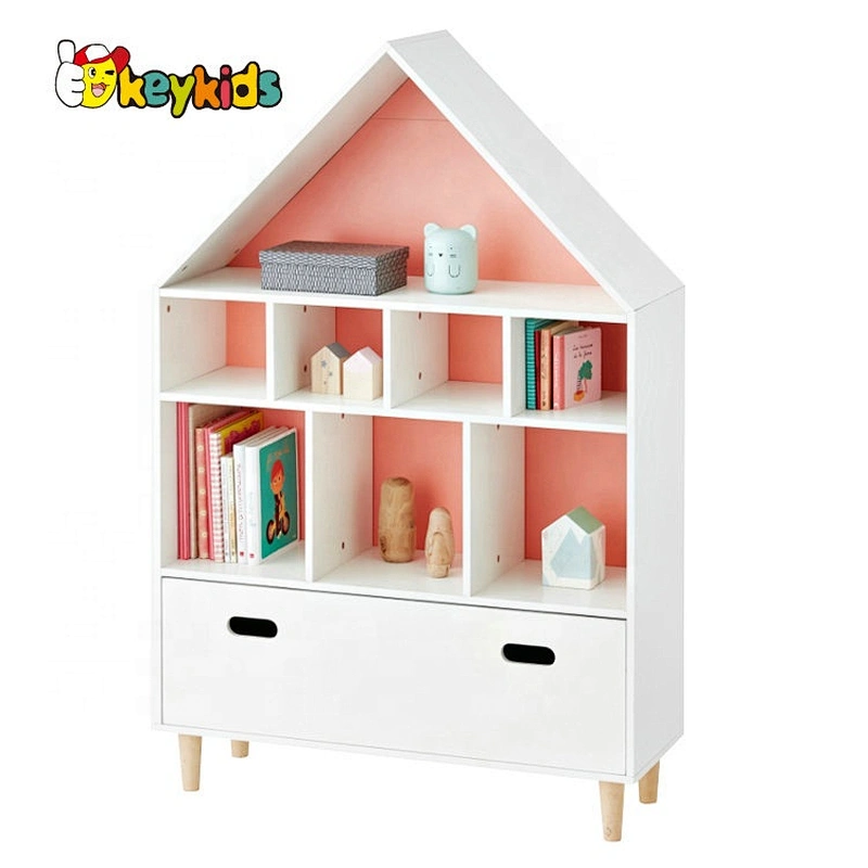 2020 Hot sale kids pink wooden bookcase with toy storage W08C294B