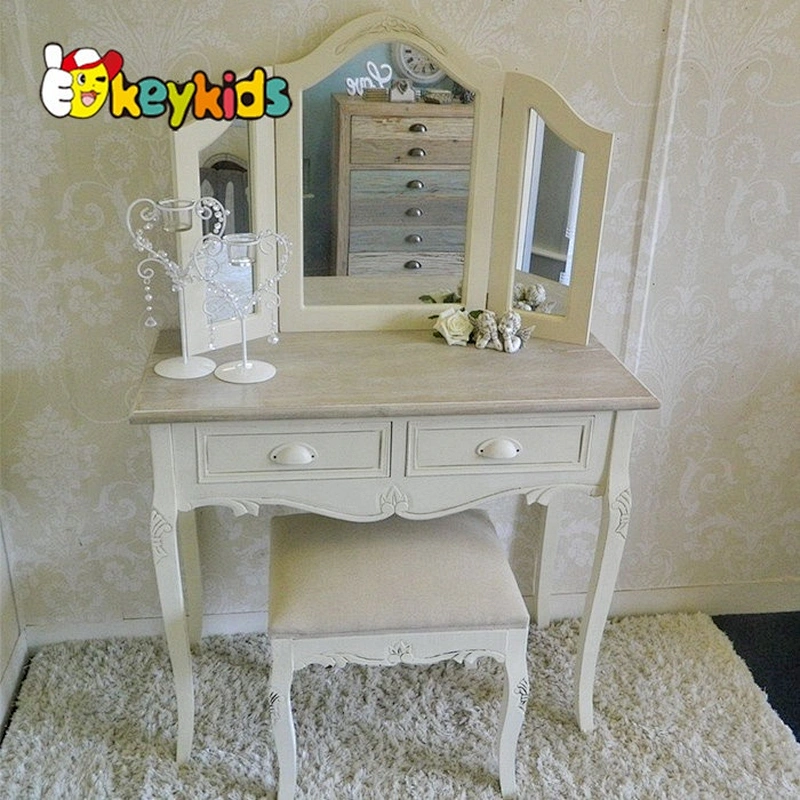 Classic furniture style modern wooden dressing table with 3 mirror around W08H020