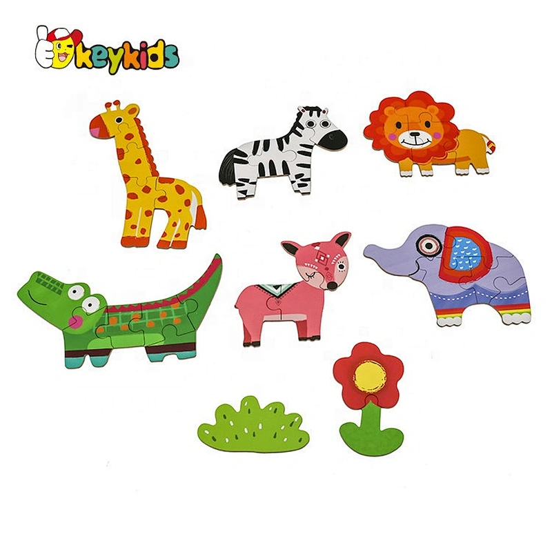 New hottest 6 in 1 cartoon wooden animals puzzle for kids W14N011