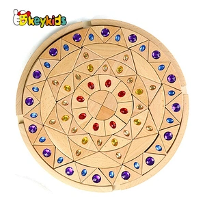 Customize educational wooden gemstone puzzle for kids W14A263