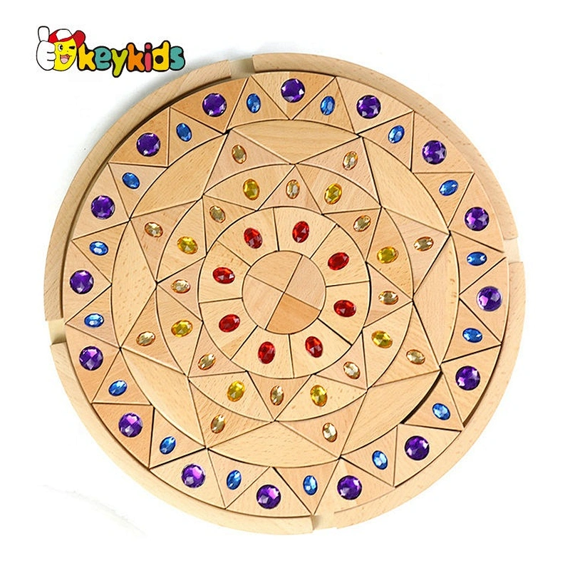 Customize educational wooden gemstone puzzle for kids W14A263