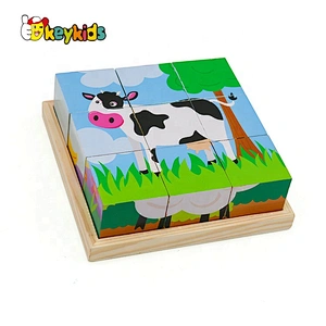 Customize educational puzzles wooden cube block for children W14F063