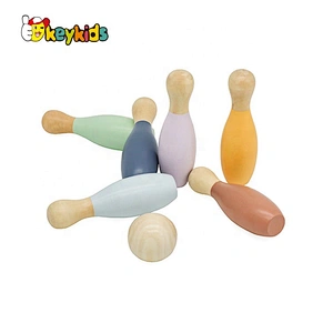 Early developmental toys bowling game wooden kids bowling set with ball W01D074
