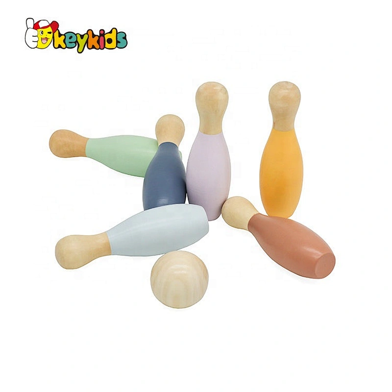 Early developmental toys bowling game wooden kids bowling set with ball W01D074