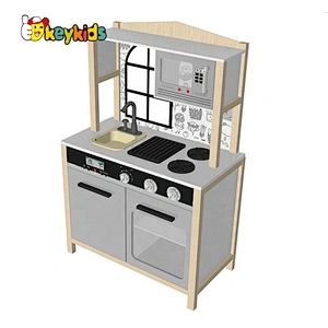 New design wood interactive water function wooden kids kitchen play set for pretend play W10C636
