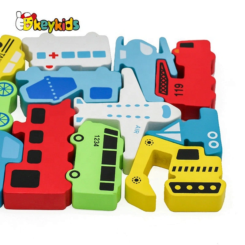 2021 Hot selling car shape wooden block puzzle game for kids W14A250