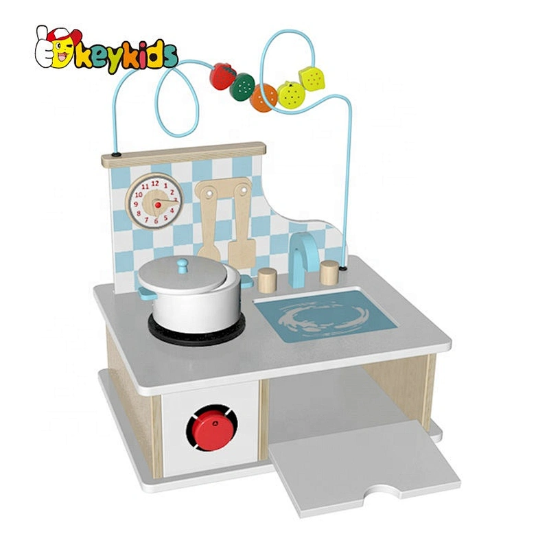New design mini pretend play wooden tabletop kitchen toy for children W10C638