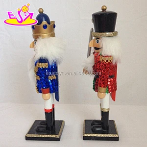 Christmas gift blue wooden soldier nutcracker toy for kids W02A065
