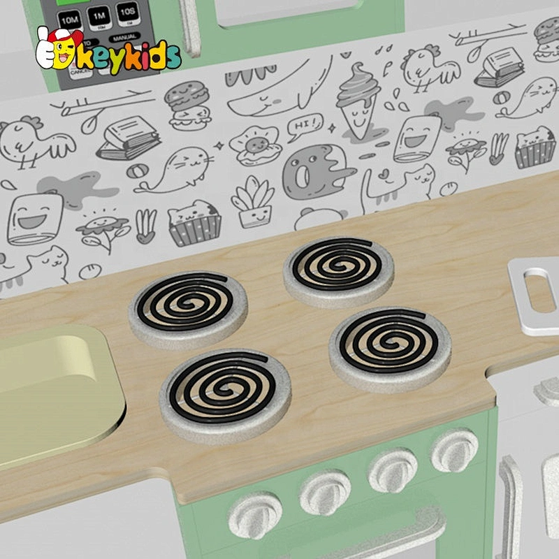 New design interactive water function wooden toy kitchen set for kids W10C635B