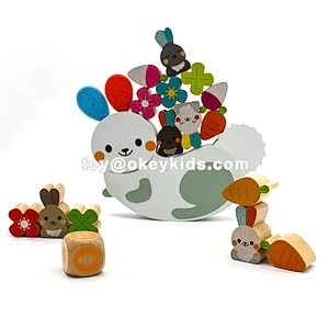 Most popular balance game wooden stacking animals for kids W11F086