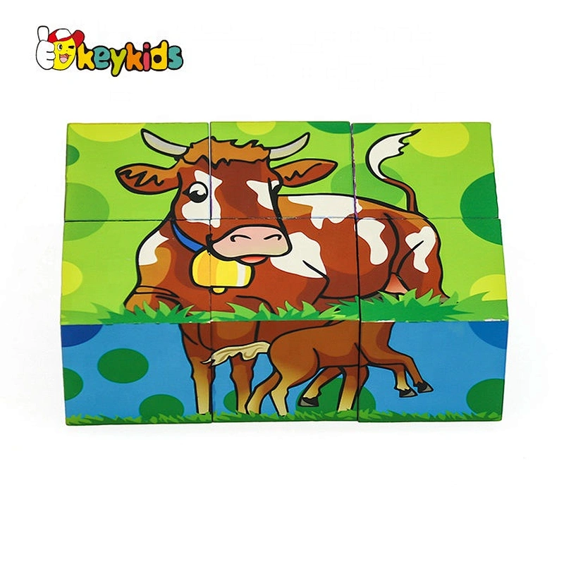 Customize educational 6 piece wooden cube puzzle for children W14F071