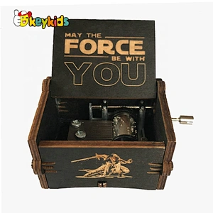 Handmade vintage hand cranked wooden music box instrument for wholesale W07B073