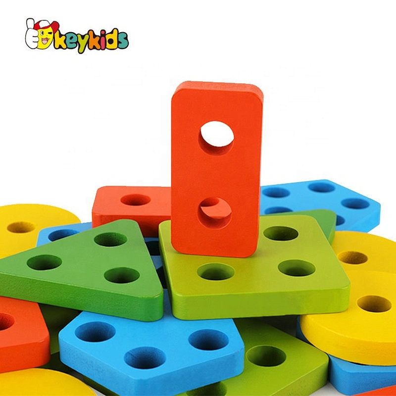 2020 New arrival stacking wooden geometric shape blocks for children W13D241