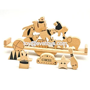 Most popular balance game wooden stacking animals for kids W11F086