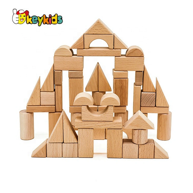 2019 Top sale 55 pieces preschool educational wooden baby blocks or wholesale W13A176