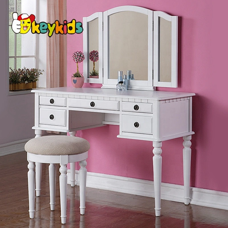 Classic furniture style modern wooden dressing table with 3 mirror around W08H020