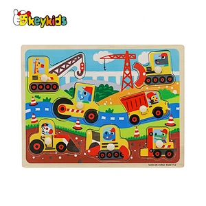Customize preschool wooden car peg puzzle for kids W14M237