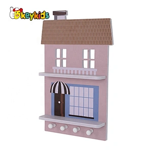 2020 High quality kids wood floating shelves with hooks W08C313