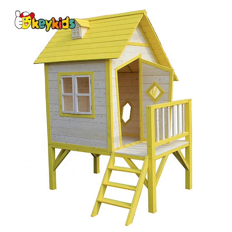 Hot Sale Customizable Kids Outdoor Pink Playhouse Wooden W01D081A