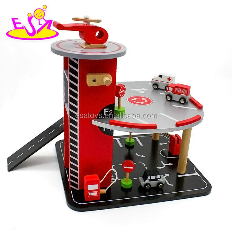 New funny children wooden toy car garage set with EN71 W04B057