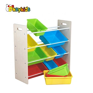 wholesale 12 pieces wooden toy shelves with bins W08C039
