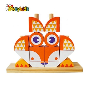 2020 New arrival stacking wooden owl blocks toy for children W13D271