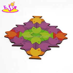 Customize different colors 3d wooden fish puzzle for kids W14A183