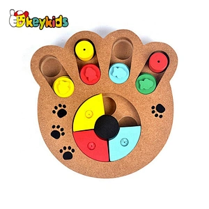 Wholesale creative paw shape wooden interactive dog toys best design pet IQ training wooden interactive dog toys W06F035