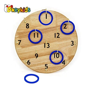 Outdoor kids wooden ring toss game with hanging board W01D019