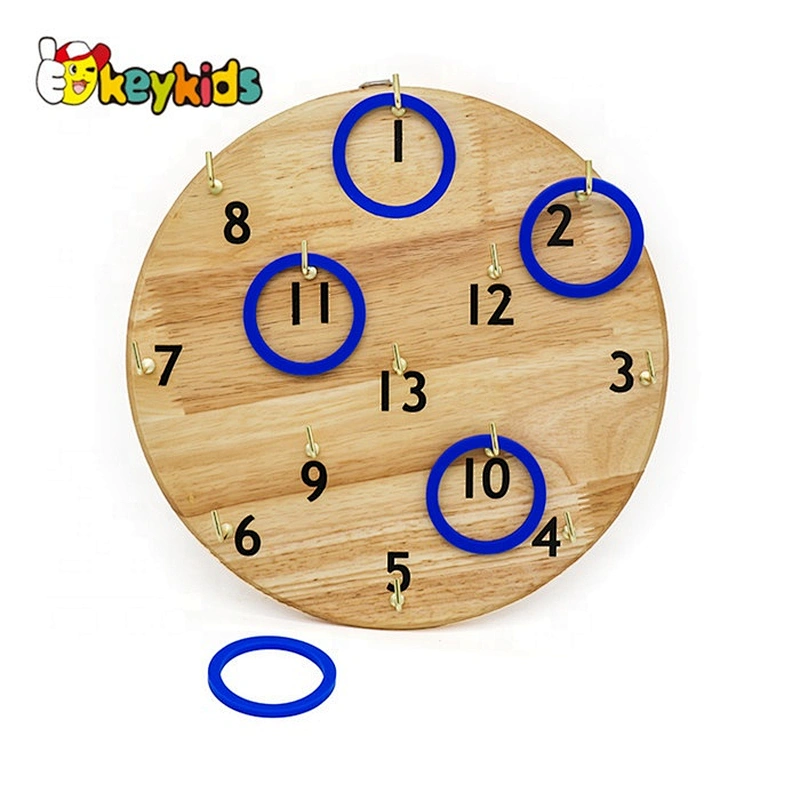 Outdoor kids wooden ring toss game with hanging board W01D019