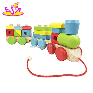 New hottest educational stacking wooden toy block train for kids W05C091