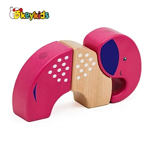 Customize diy wooden magnetic animal block for children W14I039