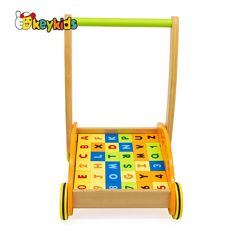 wholesale educational wooden building block cart for kids W16E017B