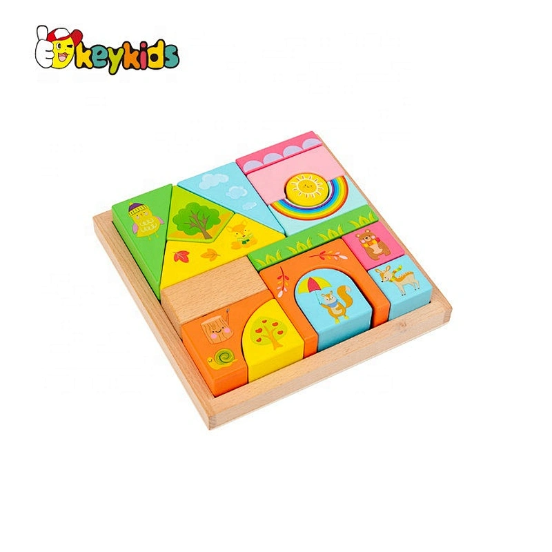2021 Montessori educational natural wooden number block toy for kids W12E094