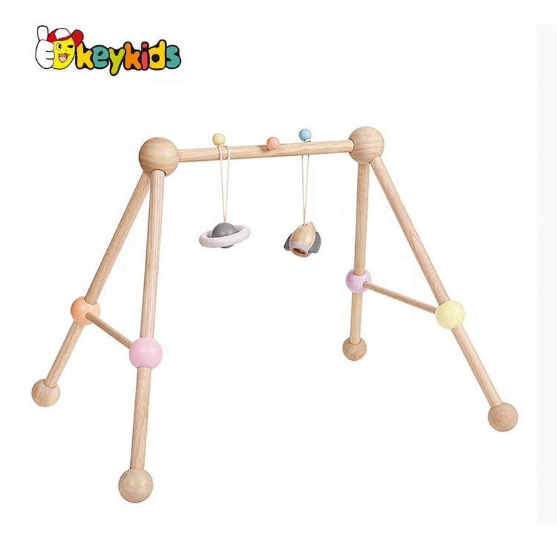 high quality natural wooden baby activity gym with hanging toys W08K046
