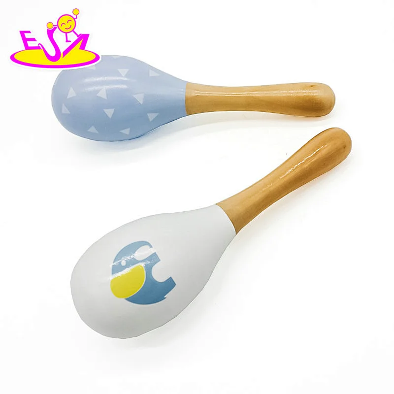New arrival cartoon paint wooden children maracas for education W07I141