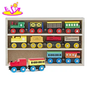 Best Collection magnetic wooden toy engines train cars for children W04A370