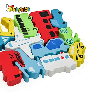 2021 Hot selling car shape wooden block puzzle game for kids W14A250