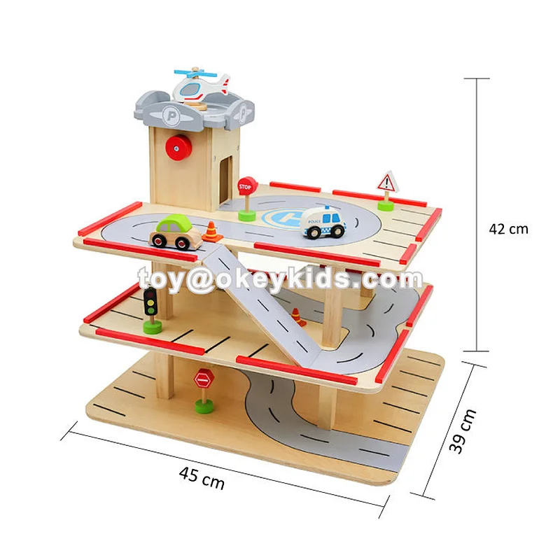 2020 New arrival mini wooden toy parking garage for children W04B083