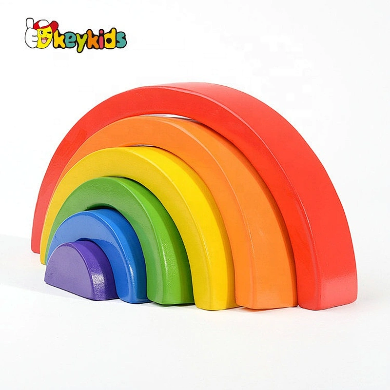 High Quality Educational Wooden Rainbow Stacking Blocks For Kids W13D230