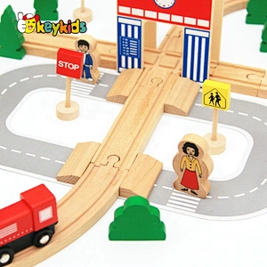 2020 New hottest 50 pcs wooden train track set for boys W04C193