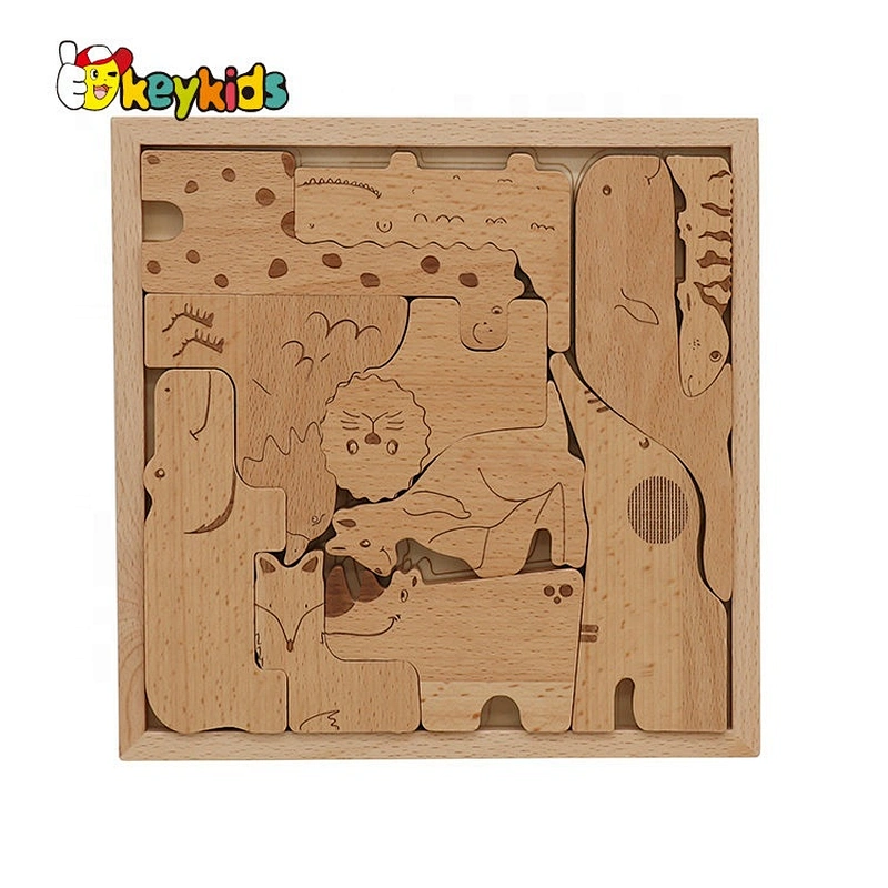 2019 Original Design educational wooden animal jigsaw for kids ages 4-8 W14I038B