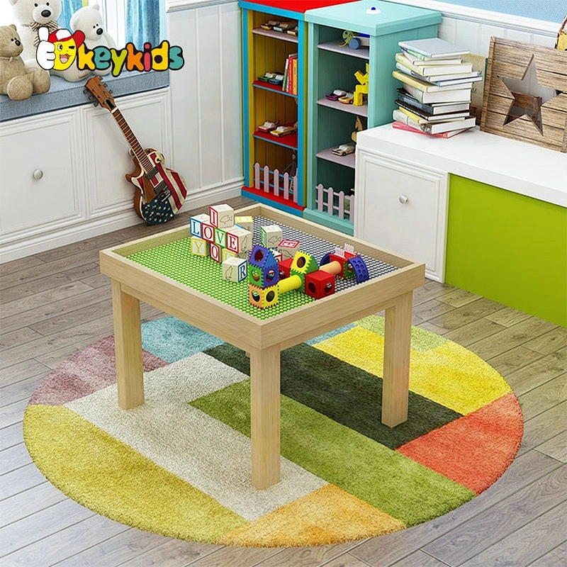 Customize diy wooden kids activity table for building bricks W08G287B