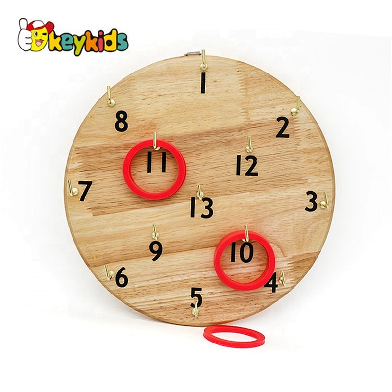 Outdoor kids wooden ring toss game with hanging board W01D019