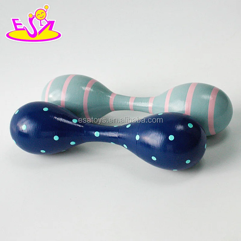 Wholesale custom double heads wooden shaking maracas for kids W07I129