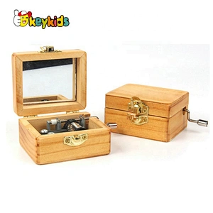 Customize DIY wooden music box set with hand crank W07B071