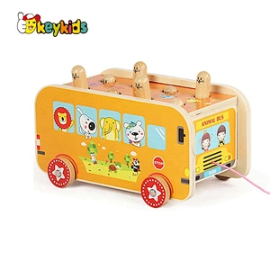 2020 New released fun wooden animal bus toy for kids W05C125